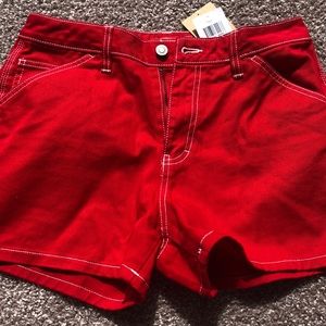 Adorable RED with white stitch carpenter shorts